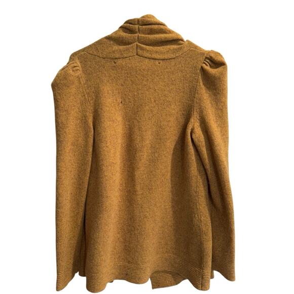 Anthropologie Meguro River Puff Sleeve Cardigan Mustard Yellow Wool Blend Large - Picture 2 of 8